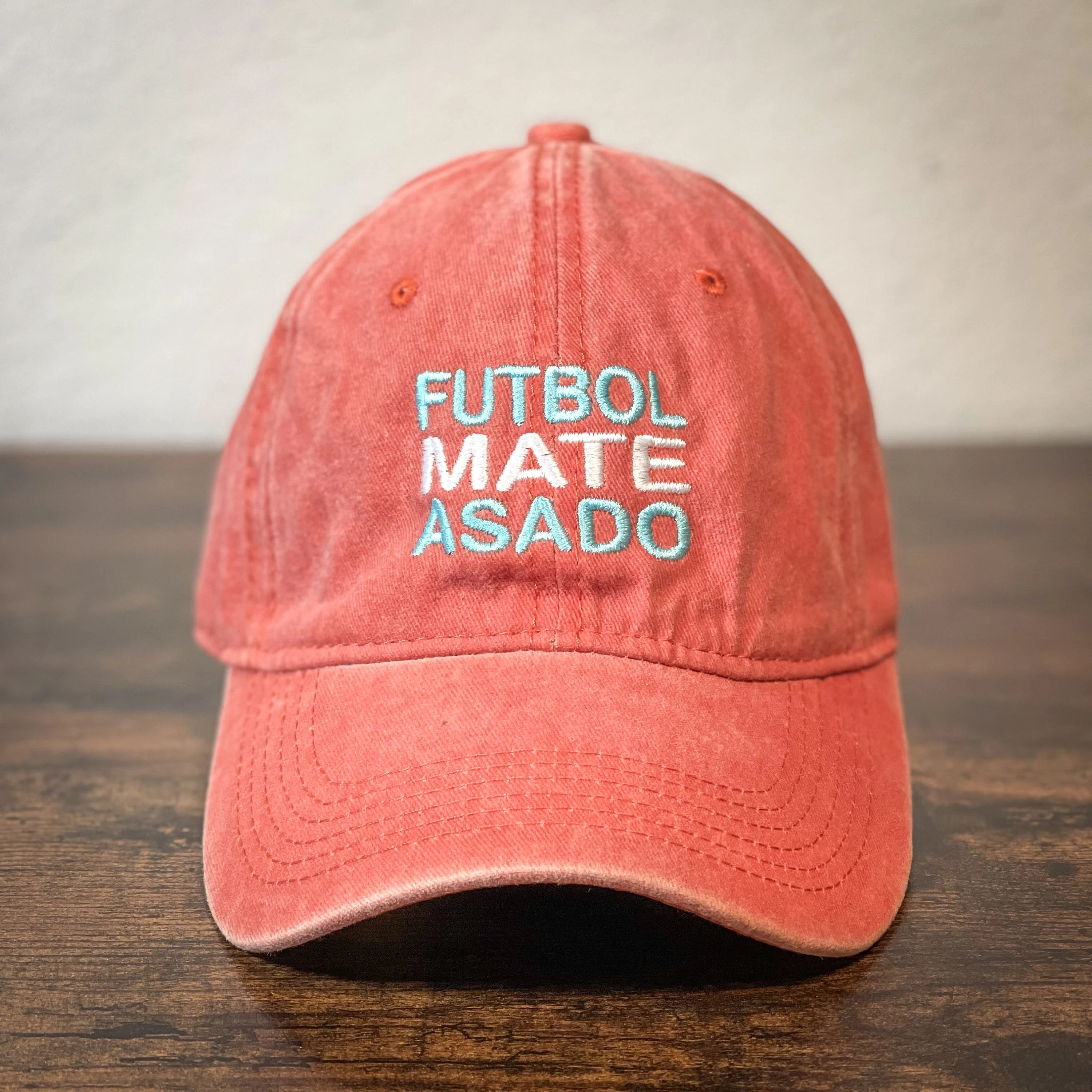 Washed embroidery and Leather Argentina cap Futbol Mate Asado