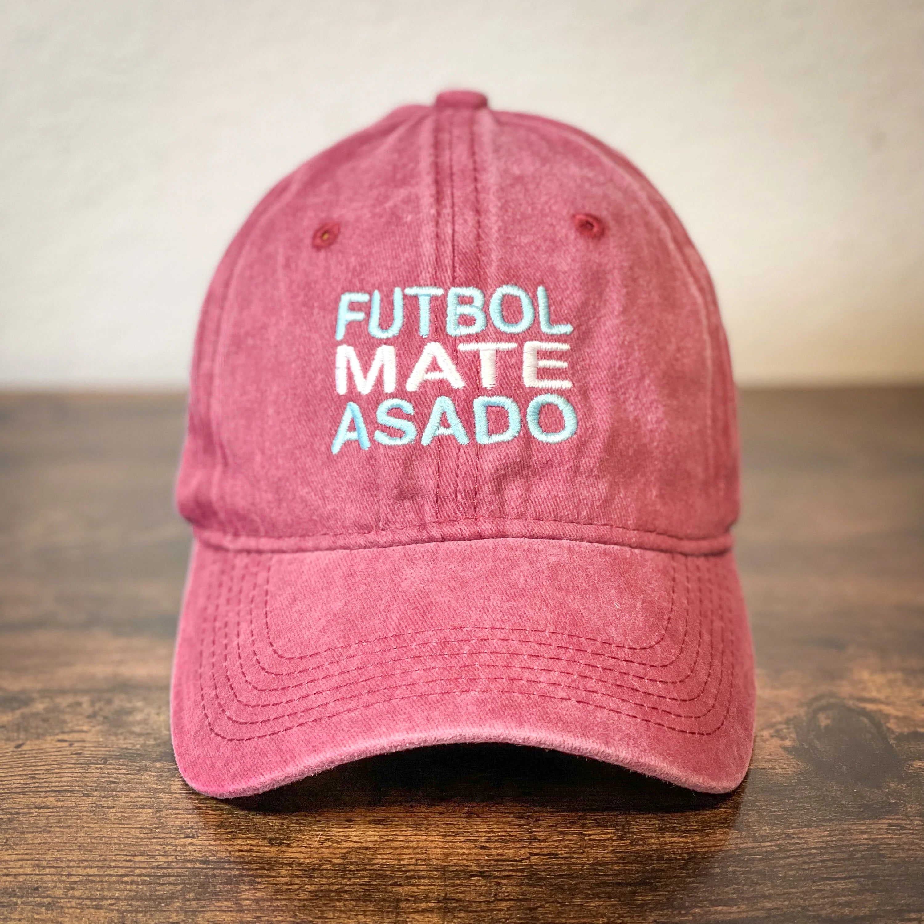 Washed embroidery and Leather Argentina cap Futbol Mate Asado