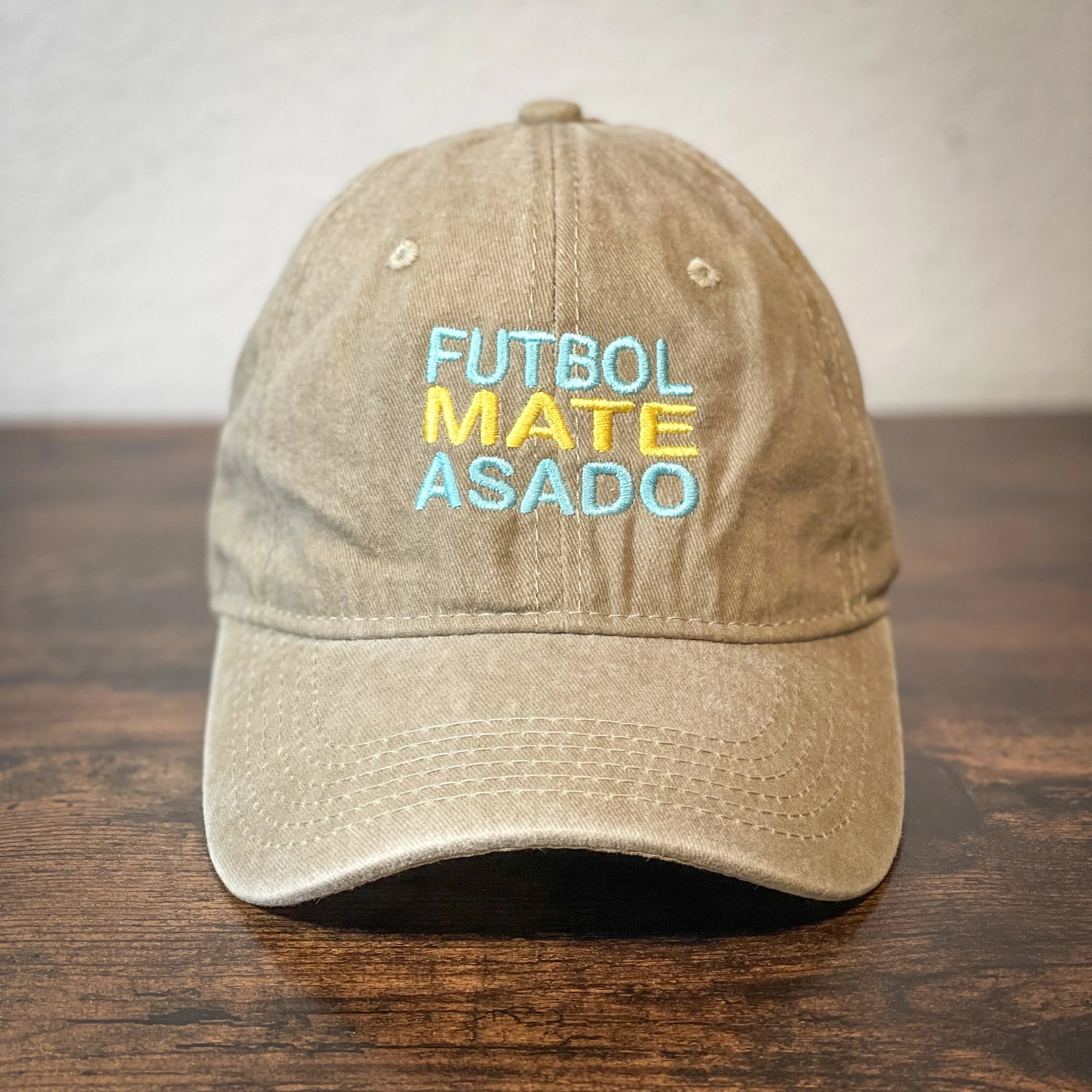 Washed embroidery and Leather Argentina cap Futbol Mate Asado
