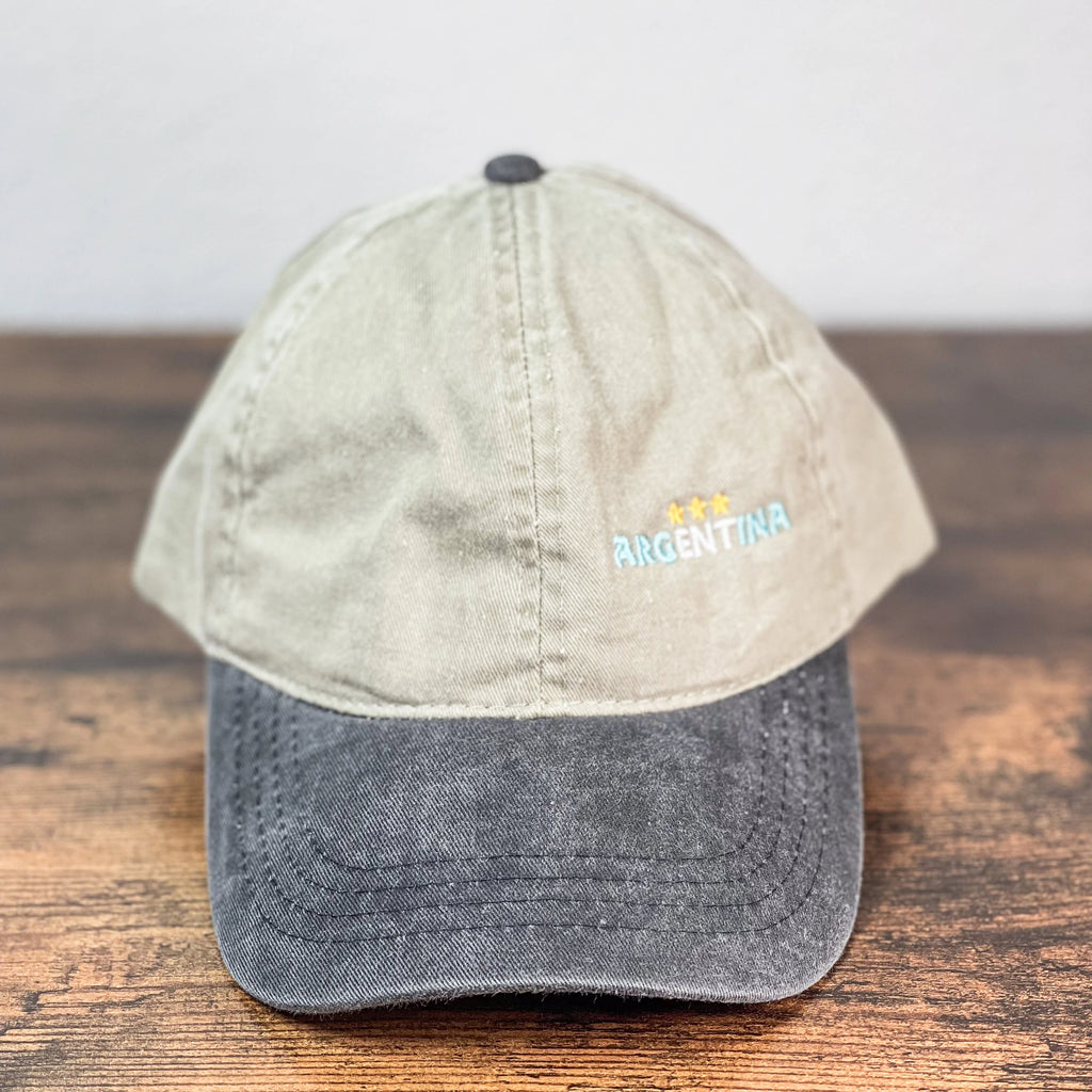 Women washed embroidery Argentina Ponytail cap