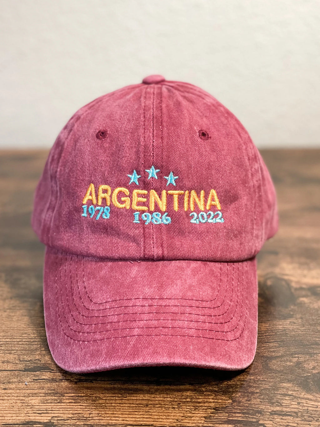 Washed embroidery Argentina dad cap world cup