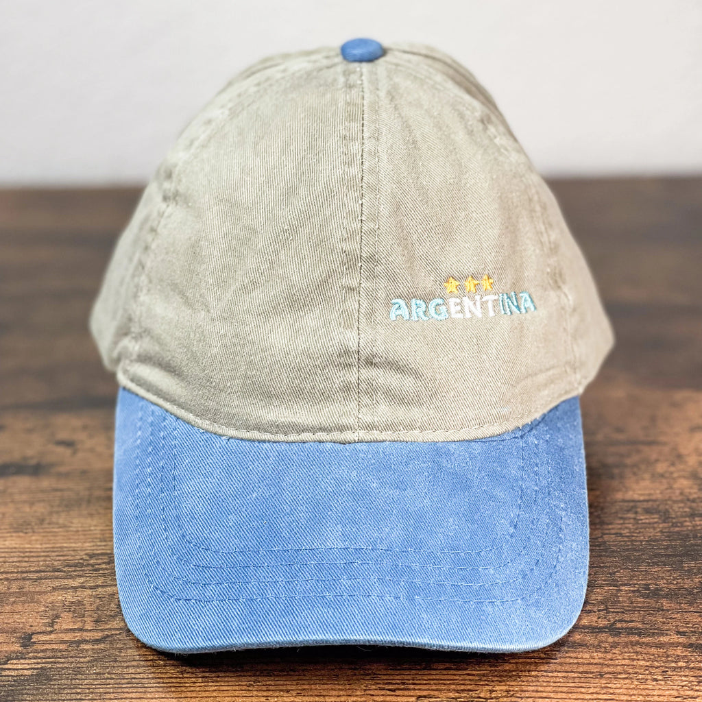 Women washed embroidery Argentina Ponytail cap