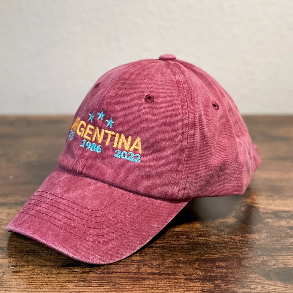 Washed embroidery Argentina dad cap world cup