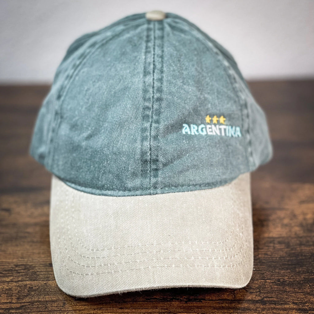 Women washed embroidery Argentina Ponytail cap