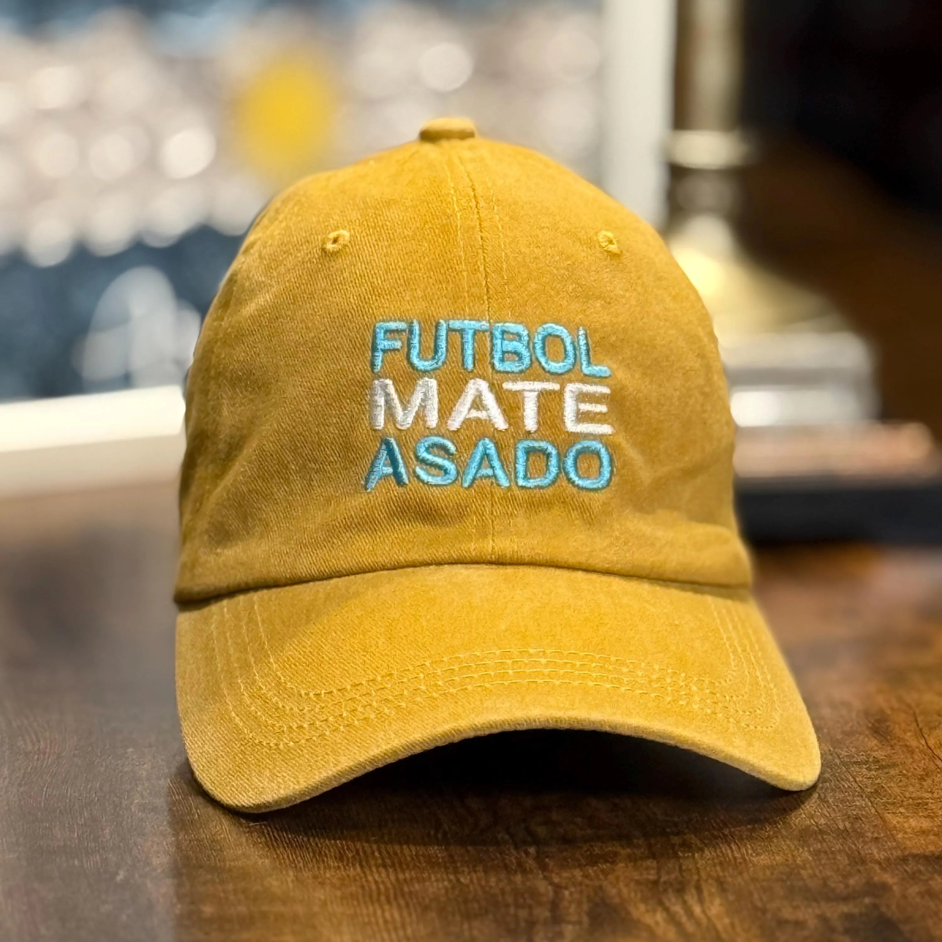 Washed embroidery and Leather Argentina cap Futbol Mate Asado